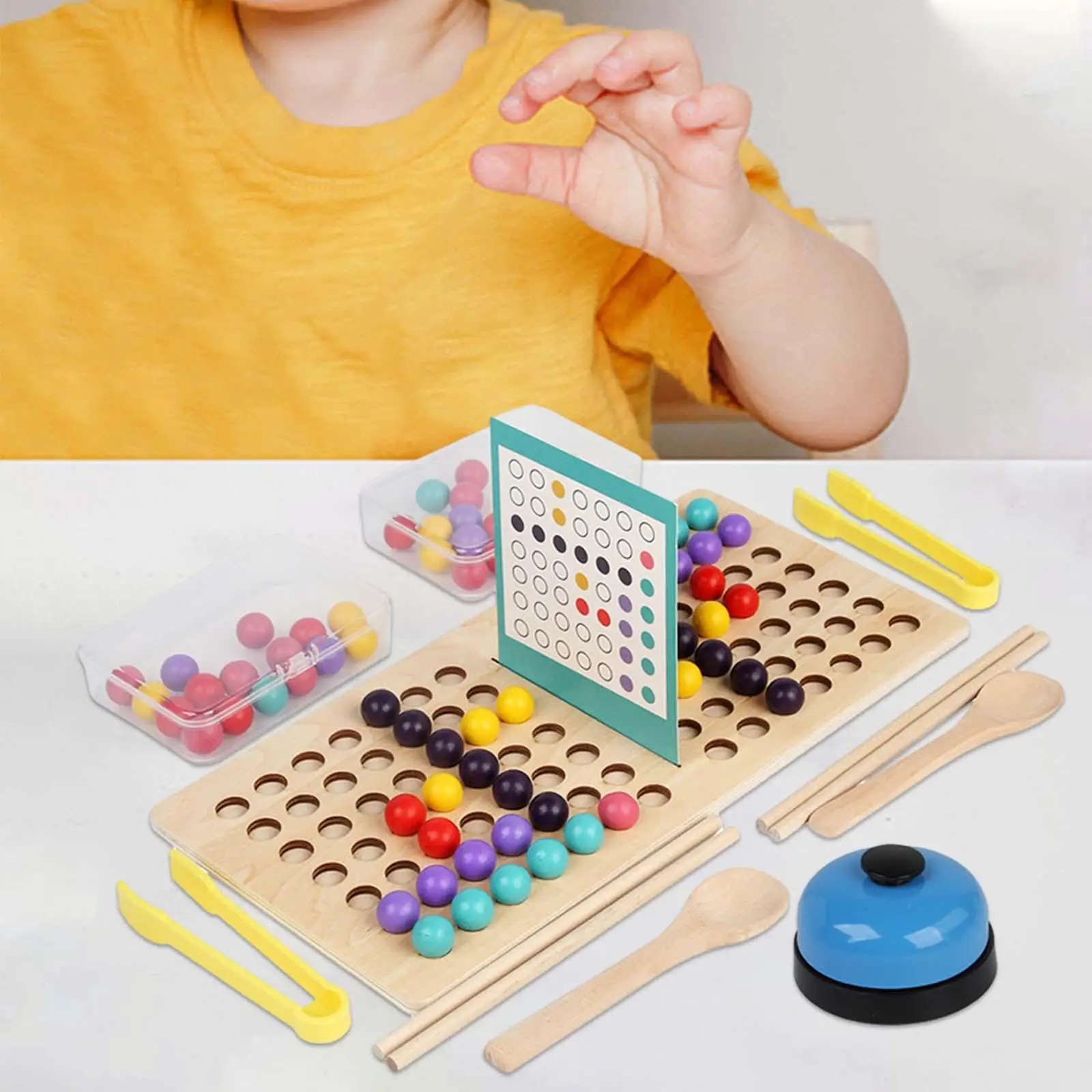

Wooden Board Bead Game Math Manipulatives Color Sorting Game Rainbow Clip Bead Puzzle for Girls and Boys Toddlers Children Kids