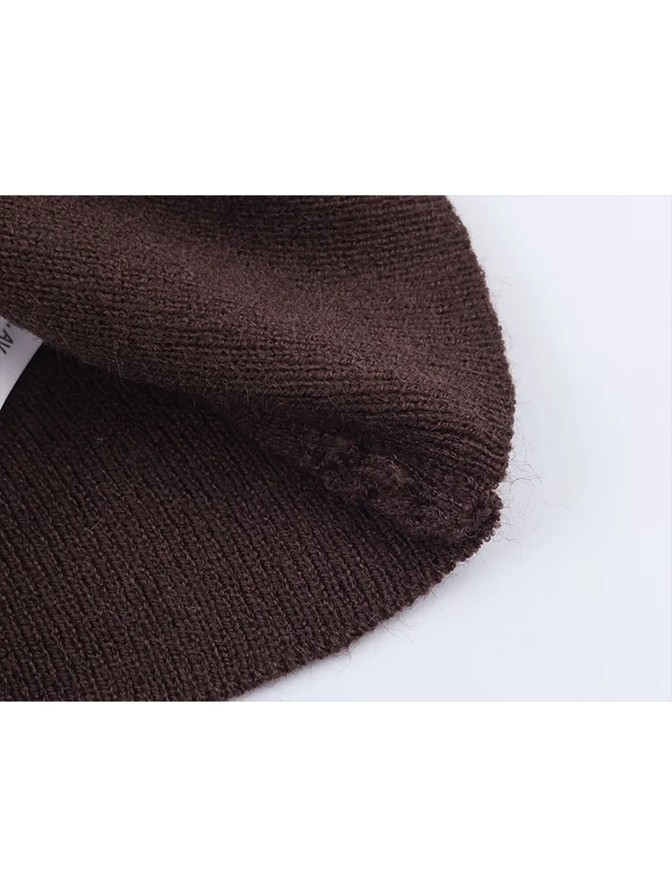 Women's Knitted Tops With Belt 2025 Autumn Hem Ruffle Loose Pullover Top Fashion Vintage Sweaters Female Casual Knitwear