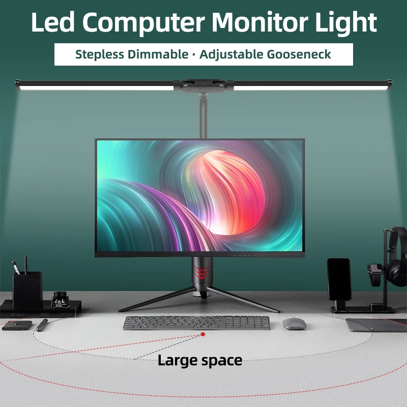 RBG-Lampes de bureau pour moniteur d'ordinateur, lampe LED à gradation,  lumières de bureau magnétiques, barre lumineuse de face en continu pour écran  PC - AliExpress