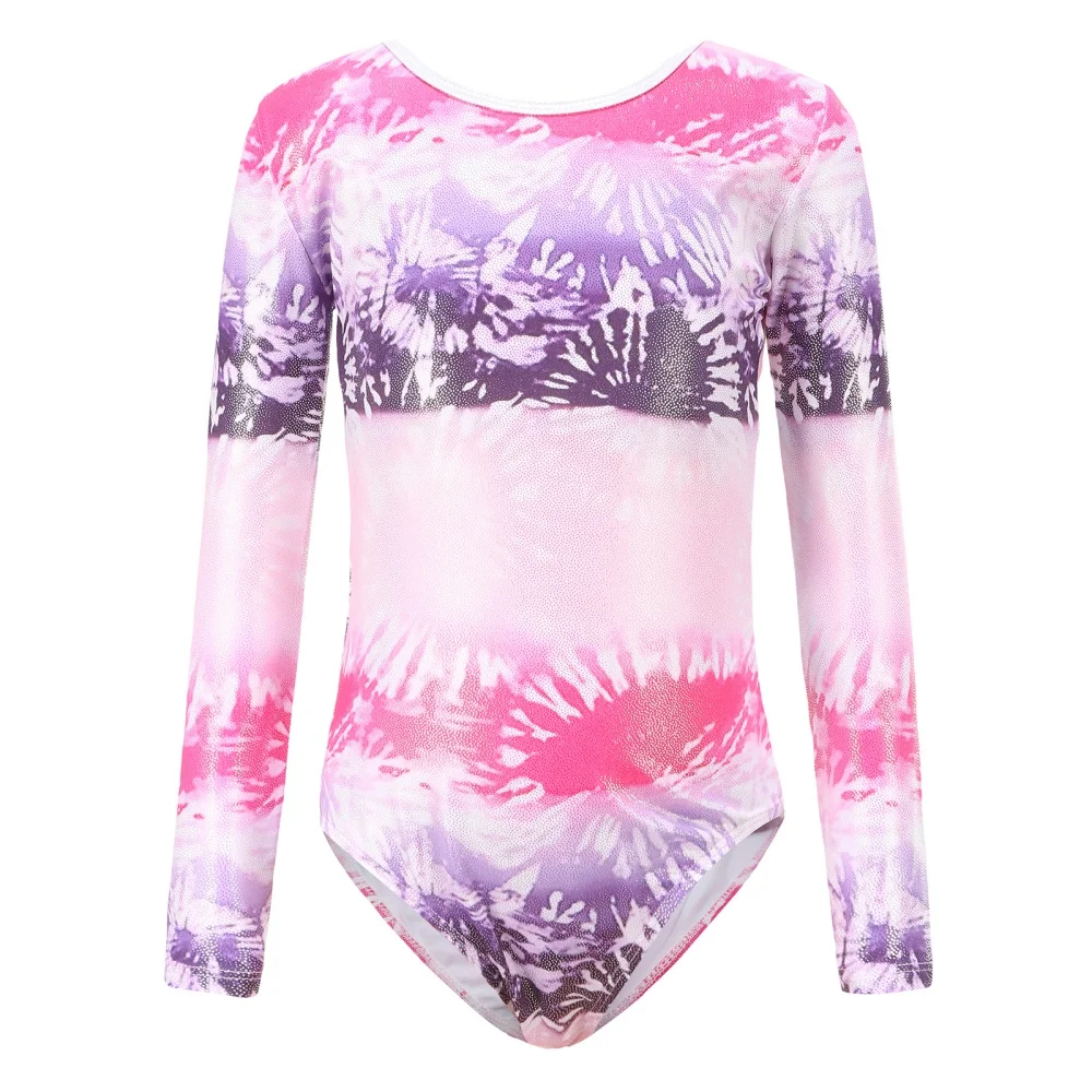 

Дышащие трико, танцевальная одежда, атлетические Детские Боди с длинным рукавом, градиентные цвета