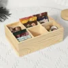 Wood Tea Bag Storage Organizer Container Box Stackable, 6 Compartments Wooden Holder Desktop Pen Holder Office Organizer 2