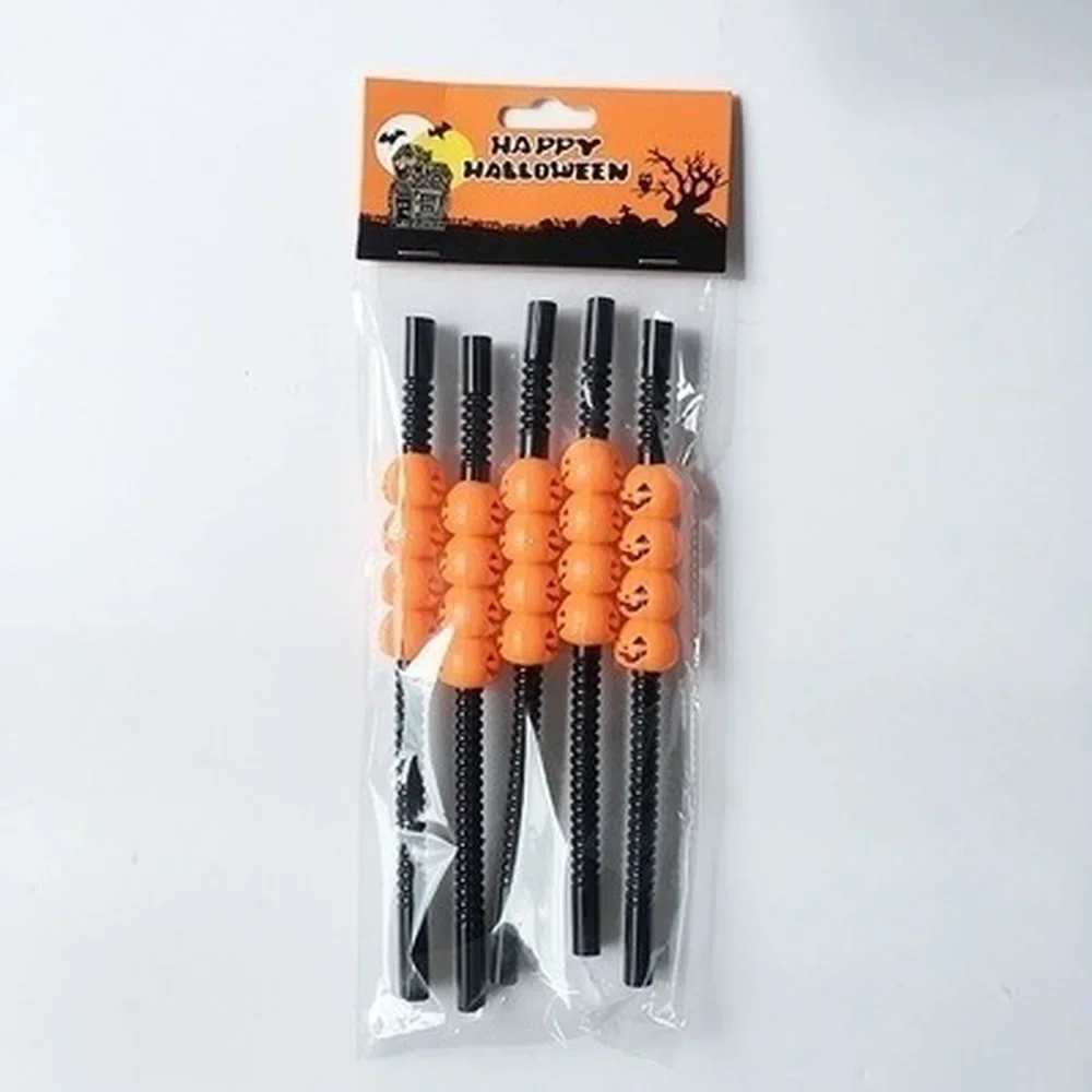 5PCS Halloween Holiday Bar Party Decor Home Party Halloween Decoration Halloween Cartoon Skull / Pumpkin Straws