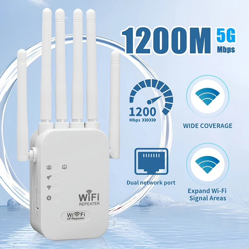 Xiaomi 1200Mbps Wifi Amplifier Dual band 2.4G 5G Repeater Network Expander Range Extender Signal Booster Wireless Wi-Fi Router