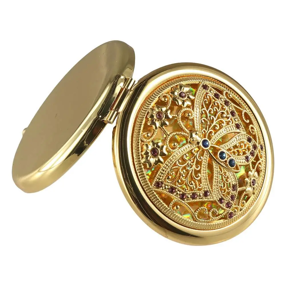 Luxurious Metal Exquisite Mirror Decorative Crystal Portable Mirror Double-sided Gliter Pocket Mirror Travel