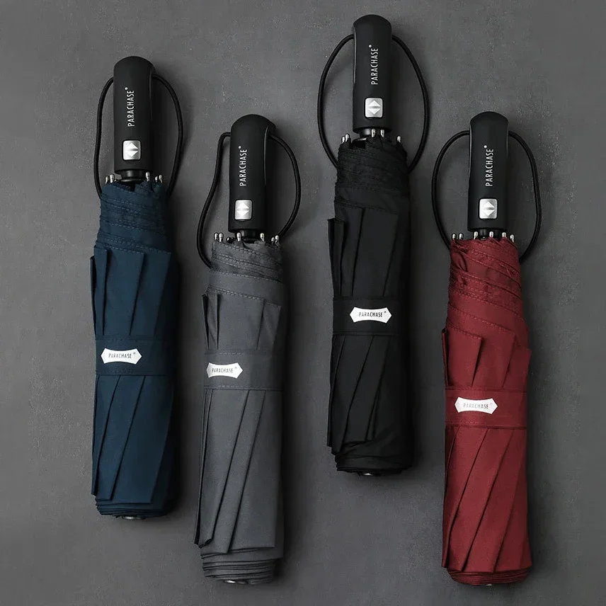 Parachase Large Rain Umbrella For Men 120cm Big Folding Automatic Umbrellas Windproof 8K Outdoor Parasol automatic umbrella folding umbrella