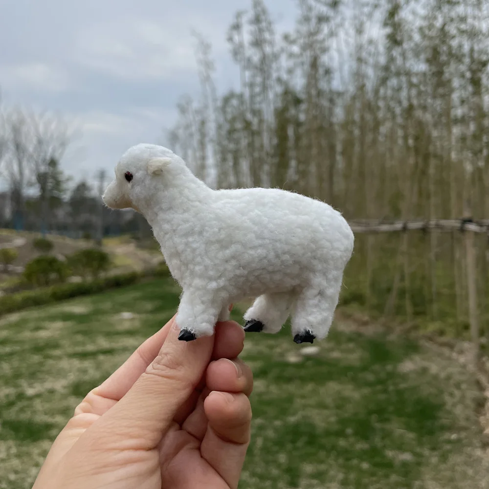 Description Picture 2 of itemRealistic white lamb taxidermy 11cm height sheep handmade figurines & miniatures for Christmas farm decoration