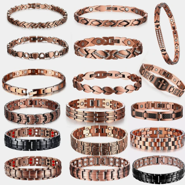 Men's Retro Punk Pure Copper Magnetic Therapy Link Bracelet Joint Pain  Relief | eBay