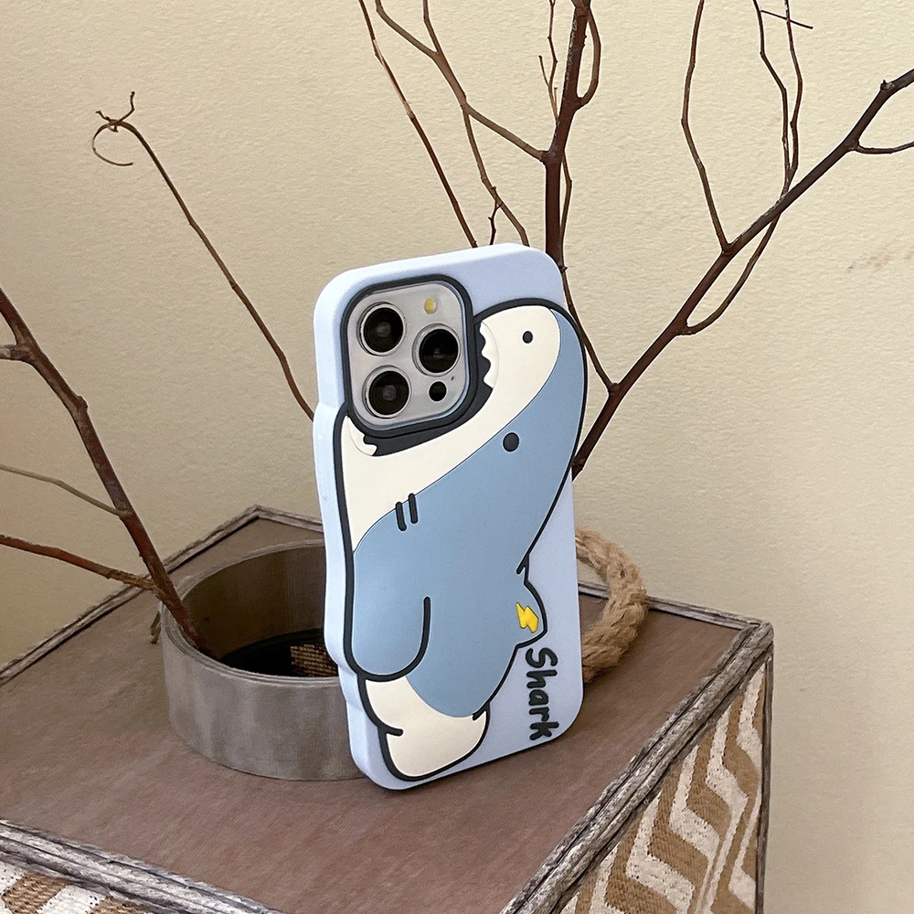 Kawaii Shark 3D Cartoon Shock-Proof Soft Silicone Phone Case