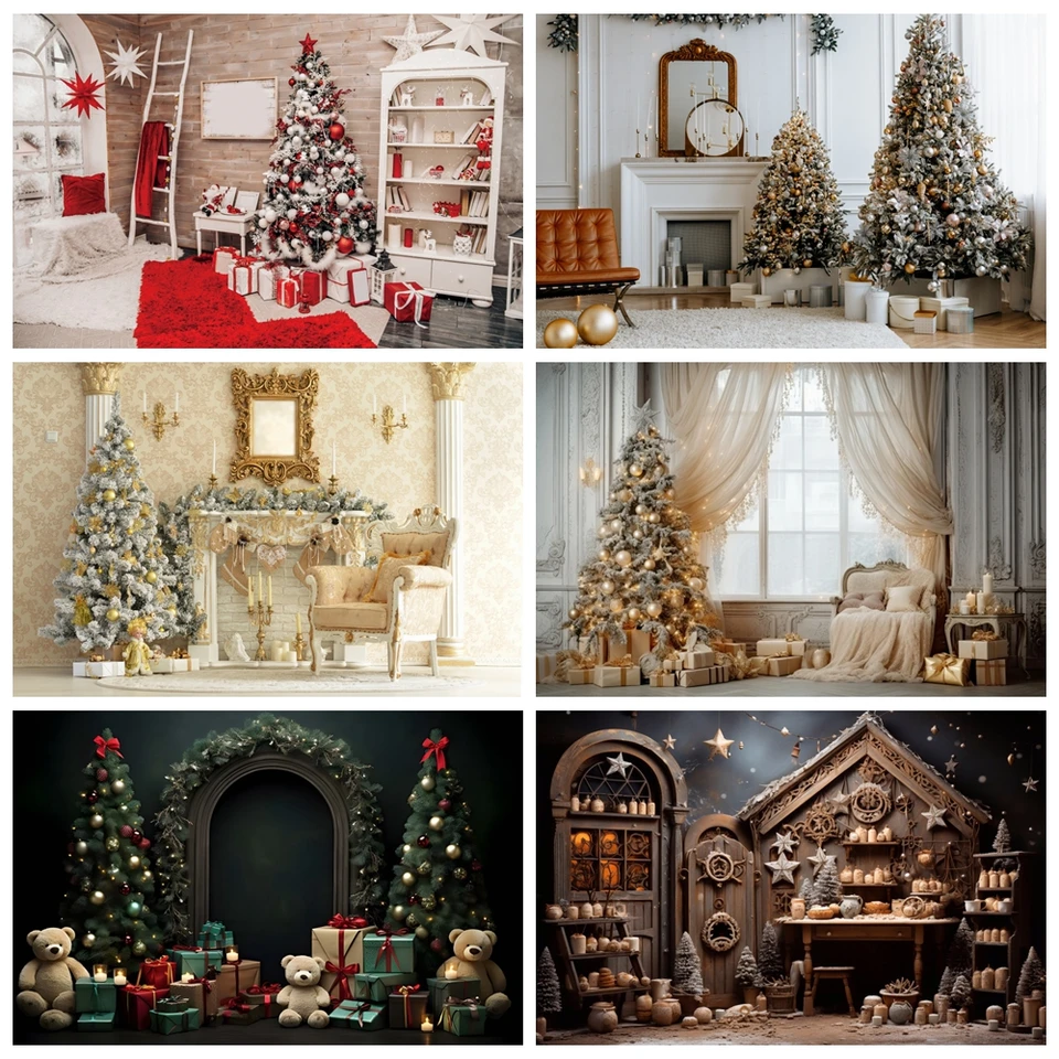 4,5x3m Vinyl Hintergrund YongFoto Weihnachts Fotohintergrund 4,5x3m -  Winter Motiv Mit Kamin \u0026 Geschenken Vinyl Fotokulisse Weihnachten, image size:960x960