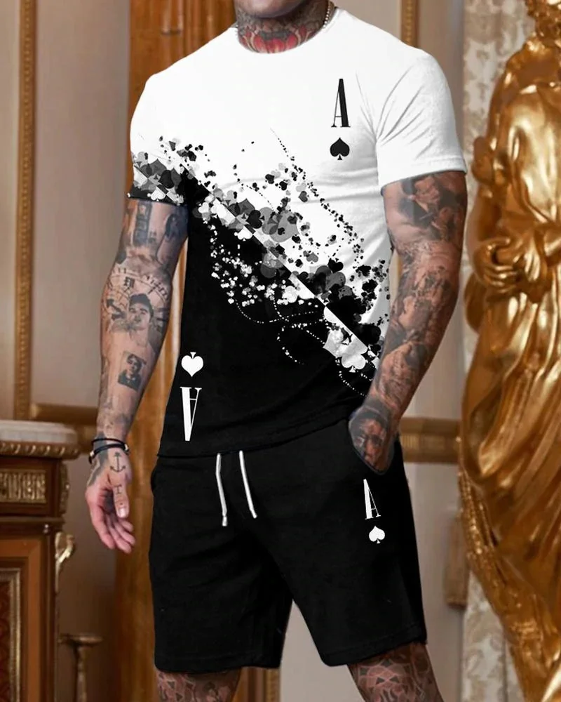 Men's Oversized Clothes Two Pieces Set Tracksuit Vintage Casual Streetwear 3D Printed Beach Set Men New Summer Tshirt Shorts