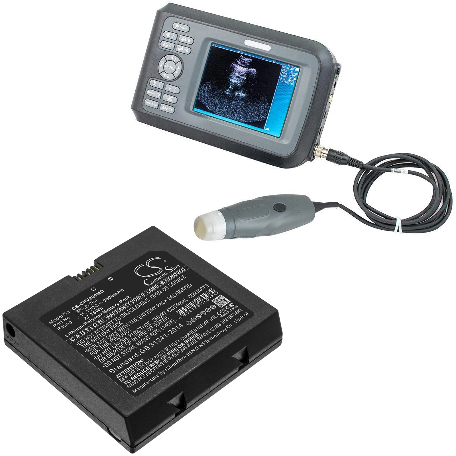 medical-battery-for-carejoy-snlb-264-handheld-portable-ultrasound-scanner-v7-h8-v8-li-polymer-1110v-2500mah-2775wh-black