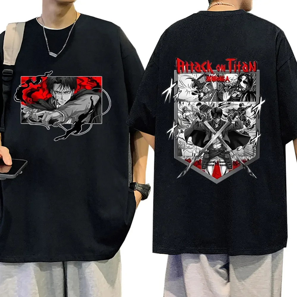 

Anime Attack on Titan Graphic T Shirts Levi Ackerman Shingeki No Kyojin Short Sleeve T Shirt Men Women Gothic Vintage Loose Tees