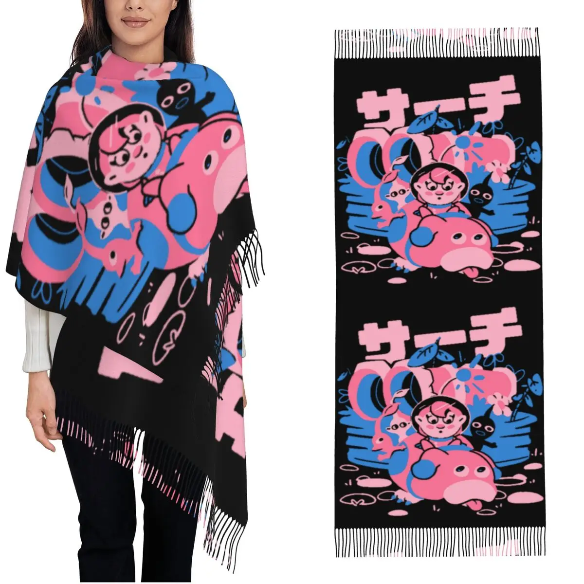 

Pikmin Directing A Horde Shawls Wraps Women Winter Large Long Scarf kawaii Cute Neckerchief Shawl Scarves