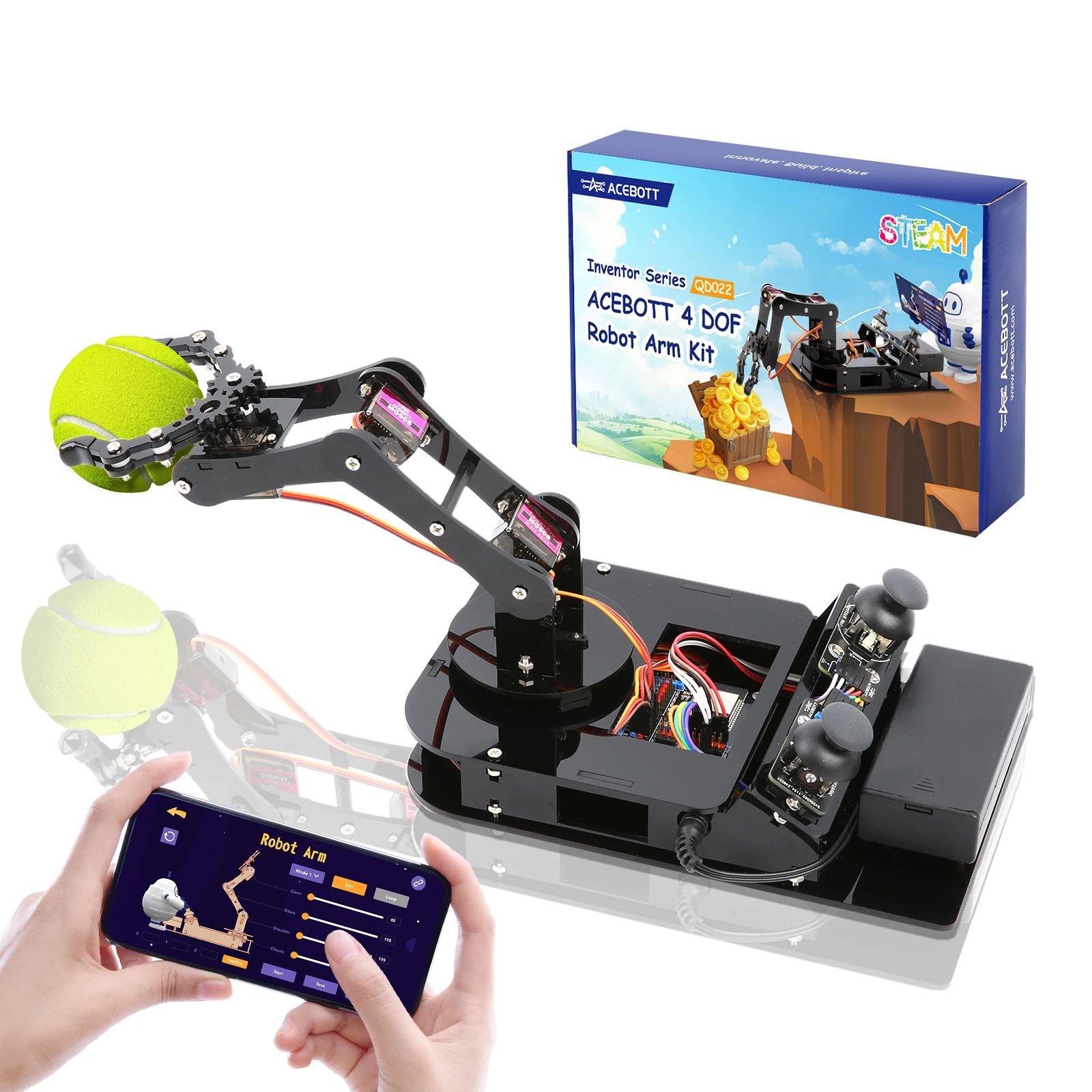 Adeept 4 Axis Robotic Arm Kit for Raspberry Pi 4 3 B 3 B+、4-DOF Mini Desktop Robot Kit for Adults Teens Kids、Electronic Programming Project DIY Arduino Robot Arm Kit Adeept 5DOF Robotic Arm Kit For Arduino Uno