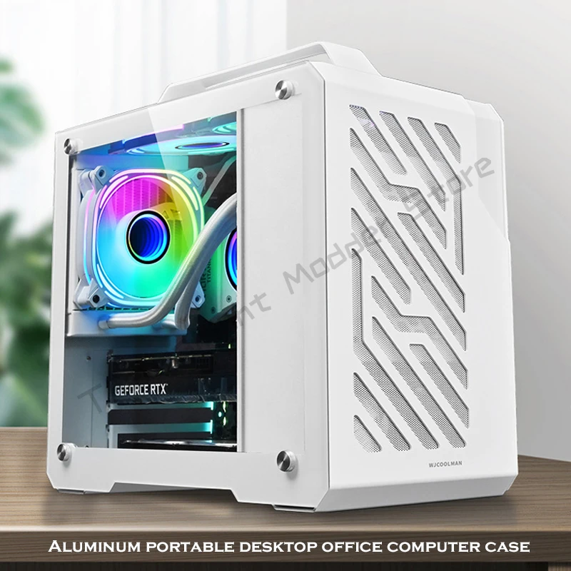 Gamer PC Case MATX Portable Side-Glass Support M-ATX/ ITX Mobo/ 30S Cards /240 AIO Water Cooling / SFX PSU