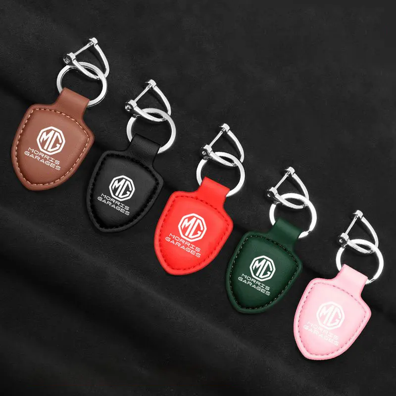 자동차 가죽 키 체인 쉴드 유형 3D 엠블럼 키 링 모리스 차고 모터 MG ZS GS MG5 6 mg3 건담 350 부품 TF 헥터 HS