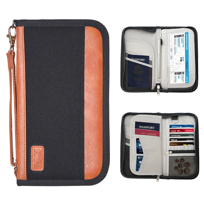 Passport bag Travel document storage bag ticket clip neck Passport bag