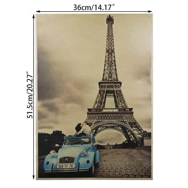 Paris Eiffel Tower Nostalgia Kraft Paper Bar Cafe Poster Retro Poster Decorative home decor posters