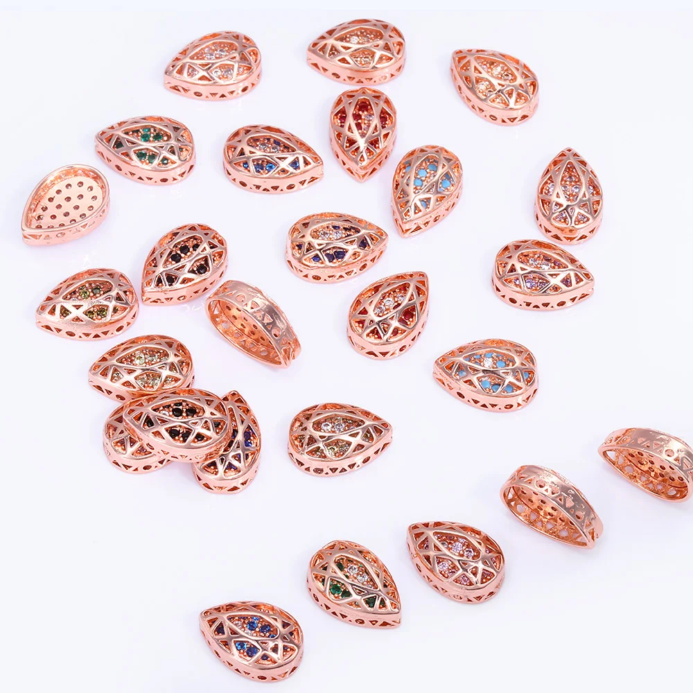 

4/40Pcs Drop Shaped Cubic Zirconia Alloy Charms Rose Gold Plated Crystal Rhinestone Sewn Rhinestone Sewing Accessories for Cloth
