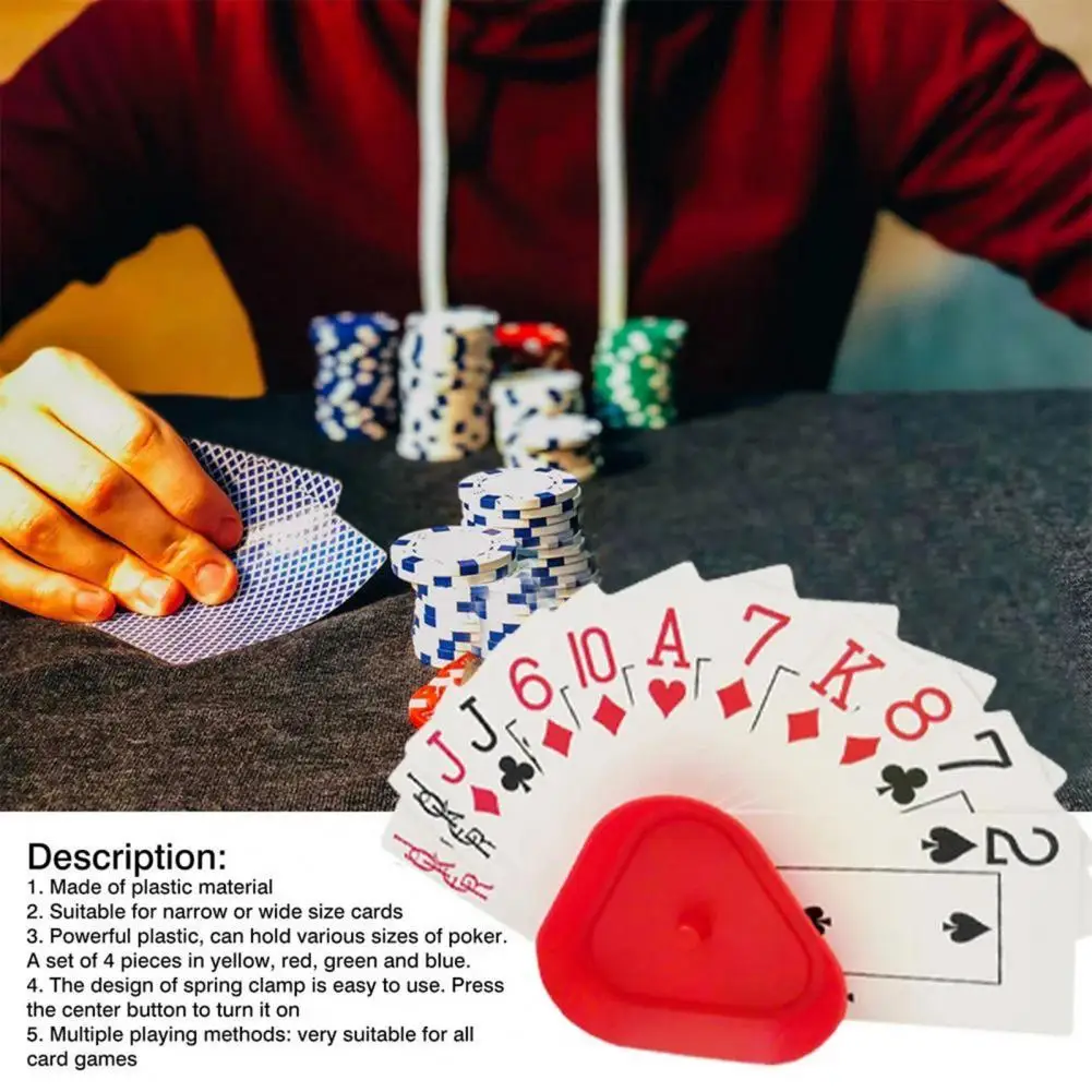Card Holders 4pcs Card Game Holder Hands-Free Playing Card Holder Board Triangle Shaped Poker Rack Plastic for Seniors Children Adults