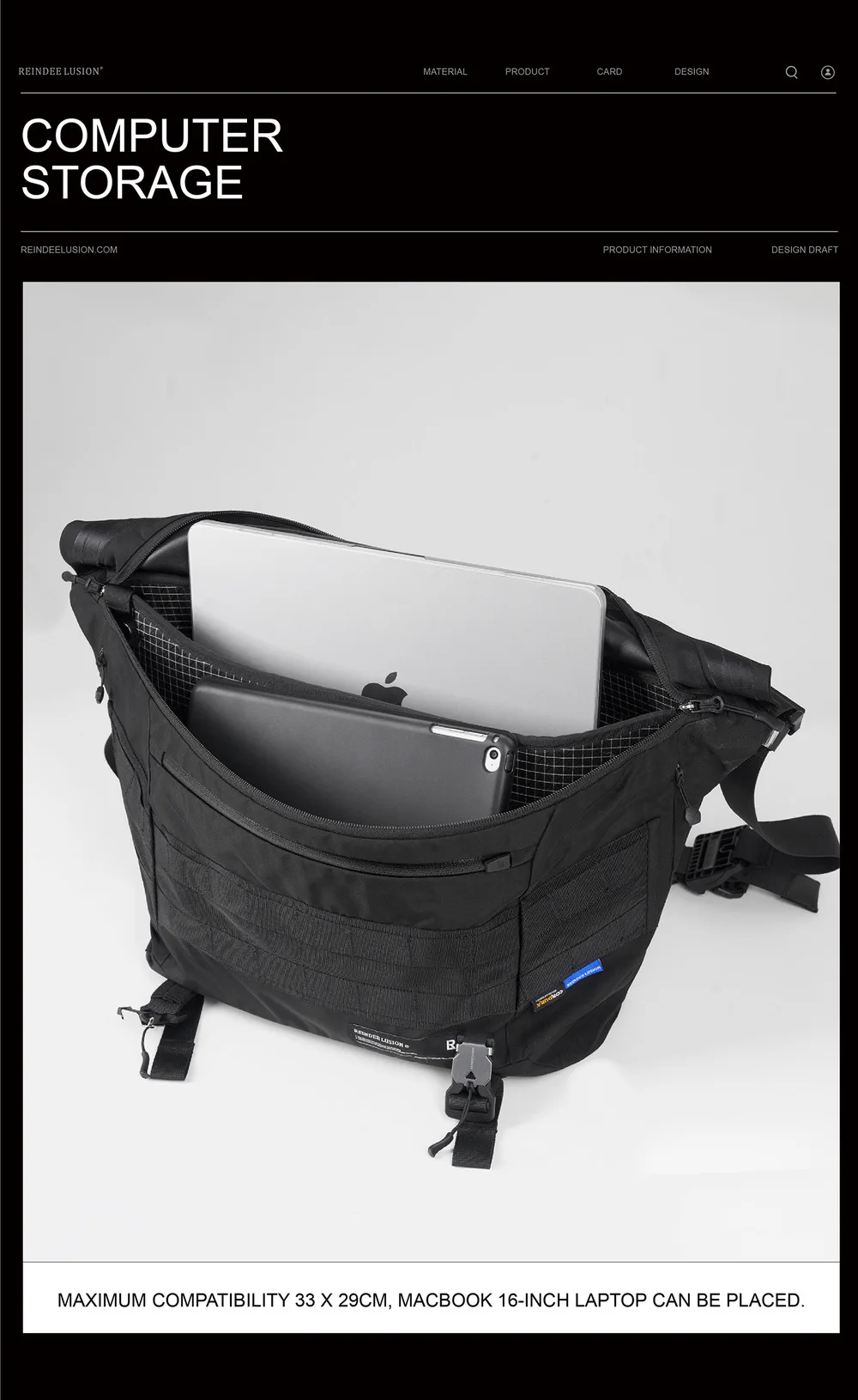 Reindee Lusion 24ss Waterproof cd material shoulder bag set molle pad modul expansion accessories techwear
