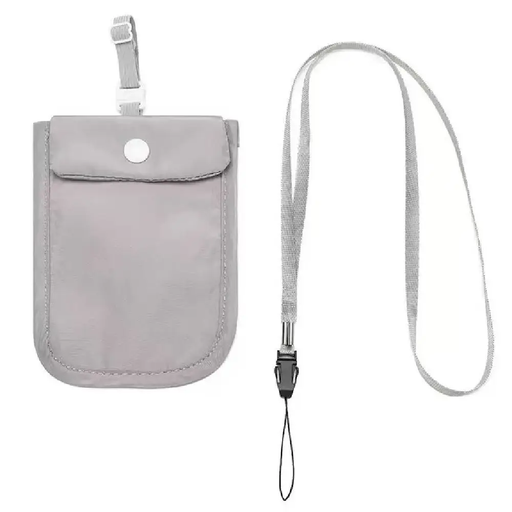 Solid Color Anti-Theft RFID-Blocking Bra Wallet with Adjustable Strap