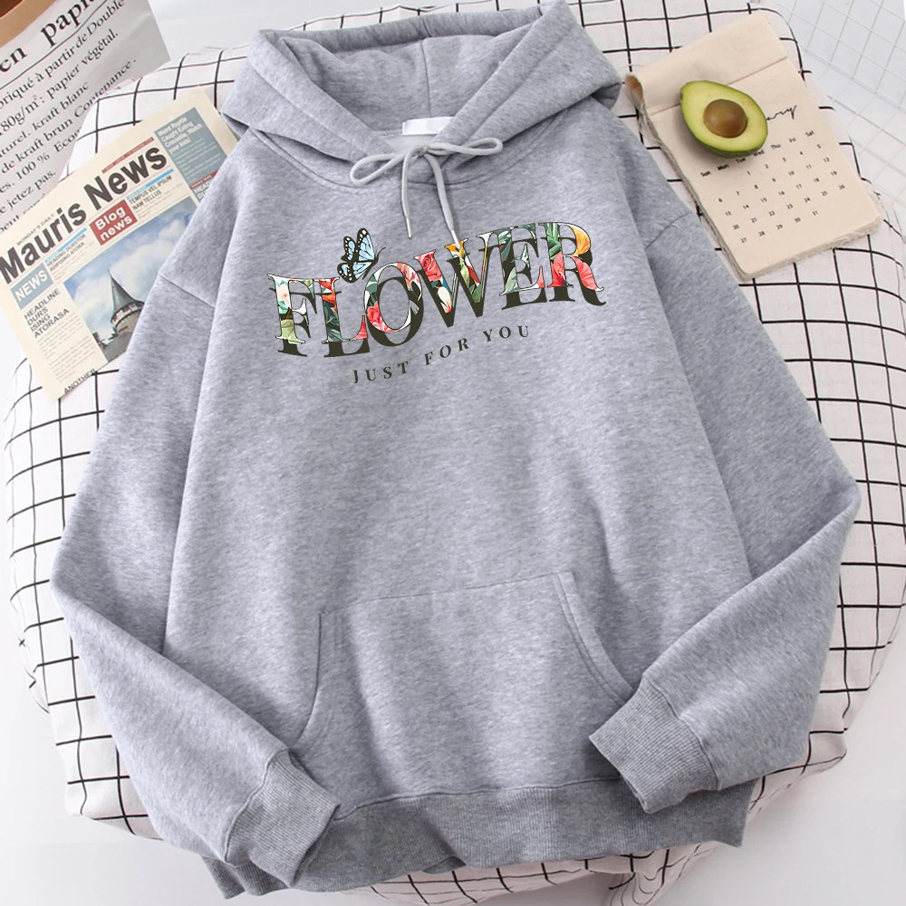 

Flower Just For You Printing Hoodies Mens Gorgeous Soft Sweatshirt Casual O-Neck Long Sleeves Retro Oversized Hoodie For Men