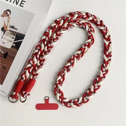 Stylish Handwoven Crossbody Lanyard - Durable Outdoor Neck Strap - Polyester / Nylon (Red white)