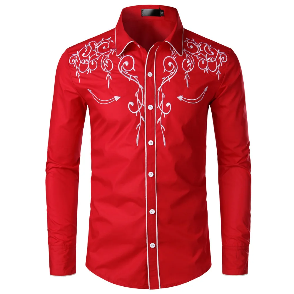New Vintage Fashion Shirt Men Long Cuff Links Western Denim Style Shirt Spring And Autumn Men Casual Slim Oversized Dress