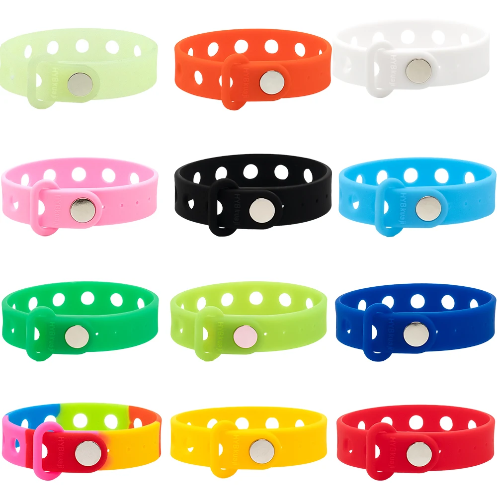 Multicolor silicone wristbands for shoe charms – 21cm adjustable strap for kids and adults
