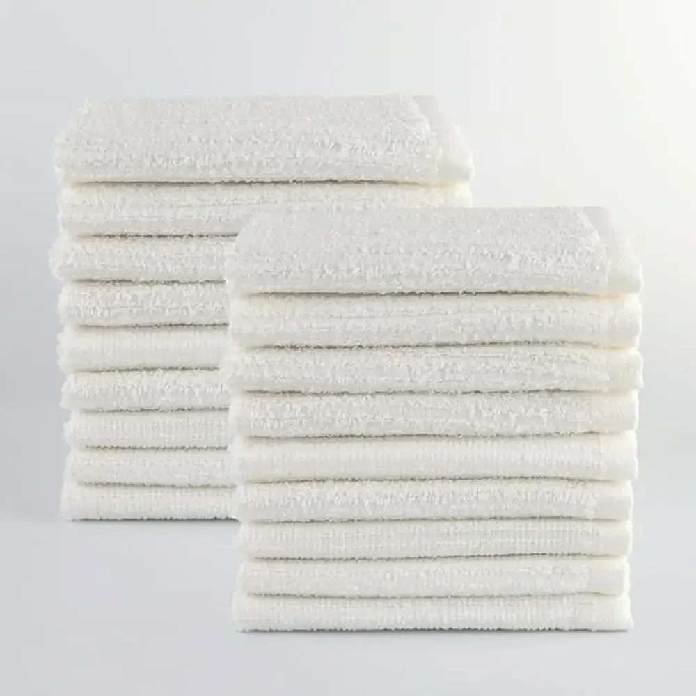 18-Piece Cotton Kitchen Bar Mop Cleaning Dishcloth Set White Absorbent Durable Easy Care Household All Surfaces Machine Wash 6