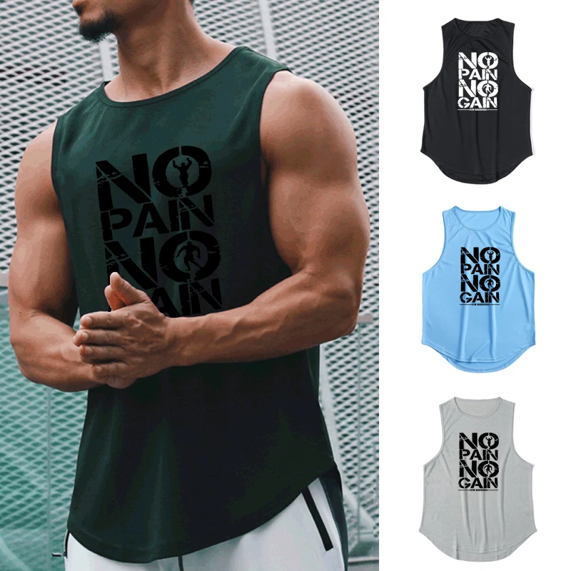 No Pain No Gain Gym Warriors Abbigliamento Workout Canotta Mens Bodybuilding Vest Mesh Fitness Camicia Senza Maniche Maglie Sportive