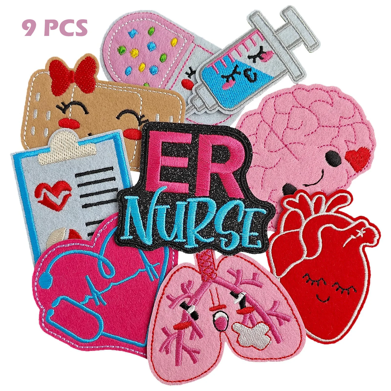 15pcs Nurse Iron-On Patches - Cartoon Medical Embroidered Appliques For Scrubs & Backpacks