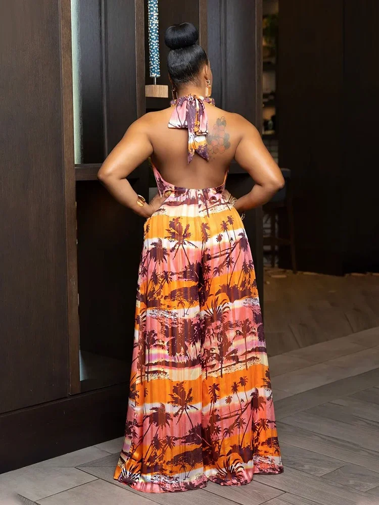 Wmstar Women's Jumpsuits Summer New Halter Backless Loose Casual Jumpsuit for Women Wide Leg Romper Wholesale Dropshipping