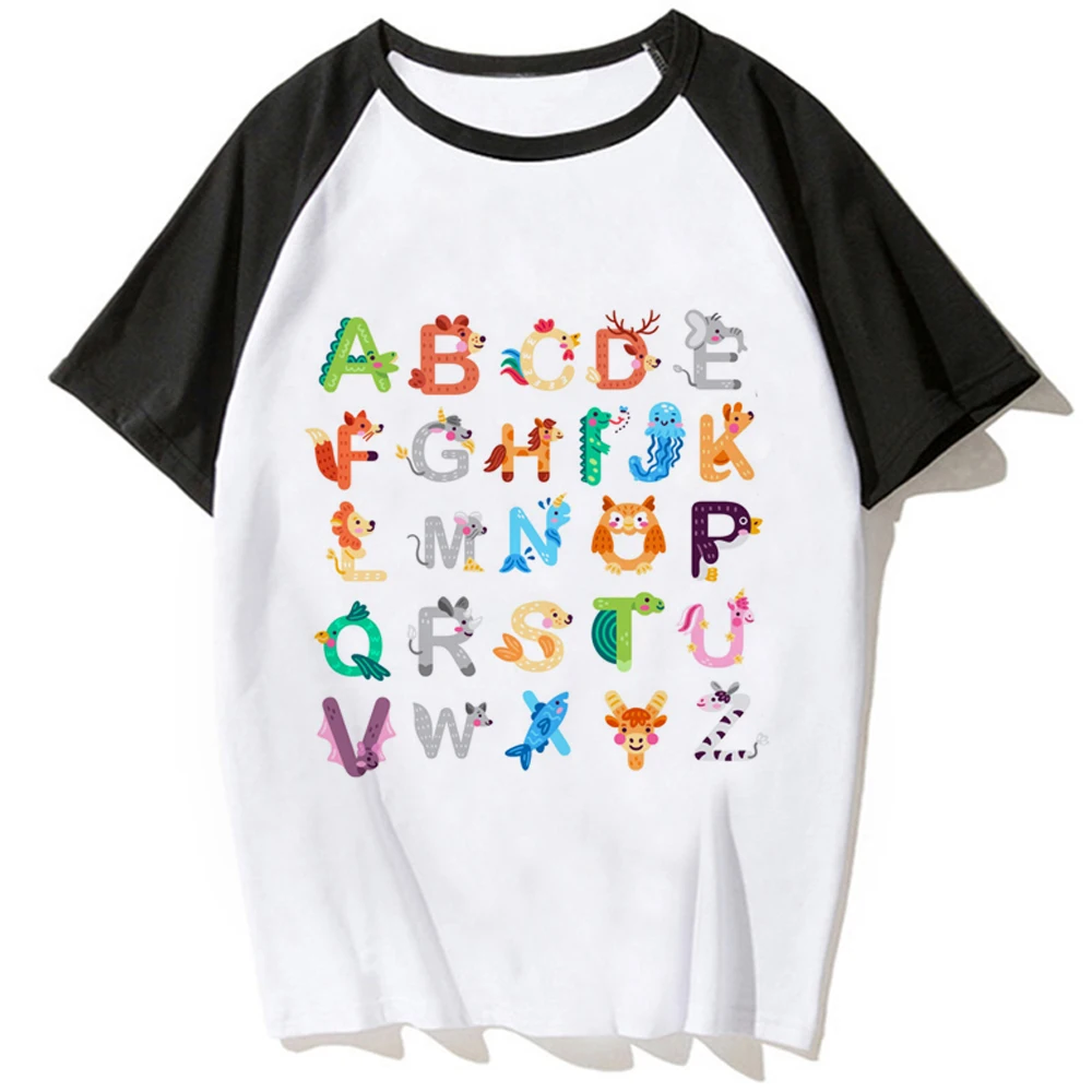 

t Shirts Alphabet tshirt women streetwear summer anime tshirt girl 2000s anime Japanese clothing