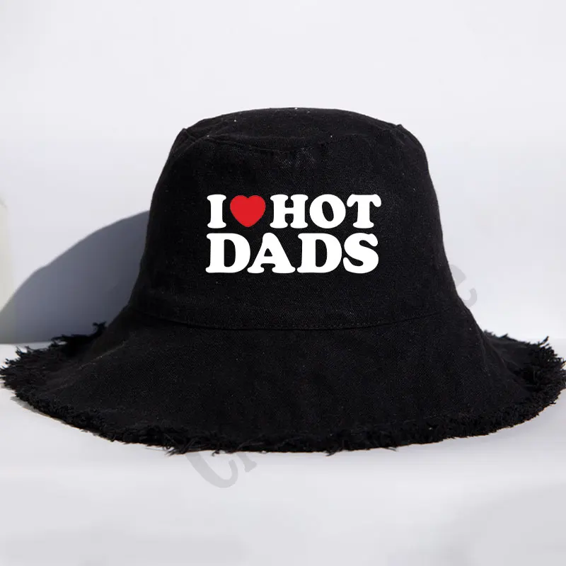 

Панама с принтом «I Love Hot Dads» для мужчин и женщин, уличная спортивная шапка с защитой UV50 + женские солнцезащитные пляжные шляпы, для взрослых, повседневная, для путешествий, весна-лето