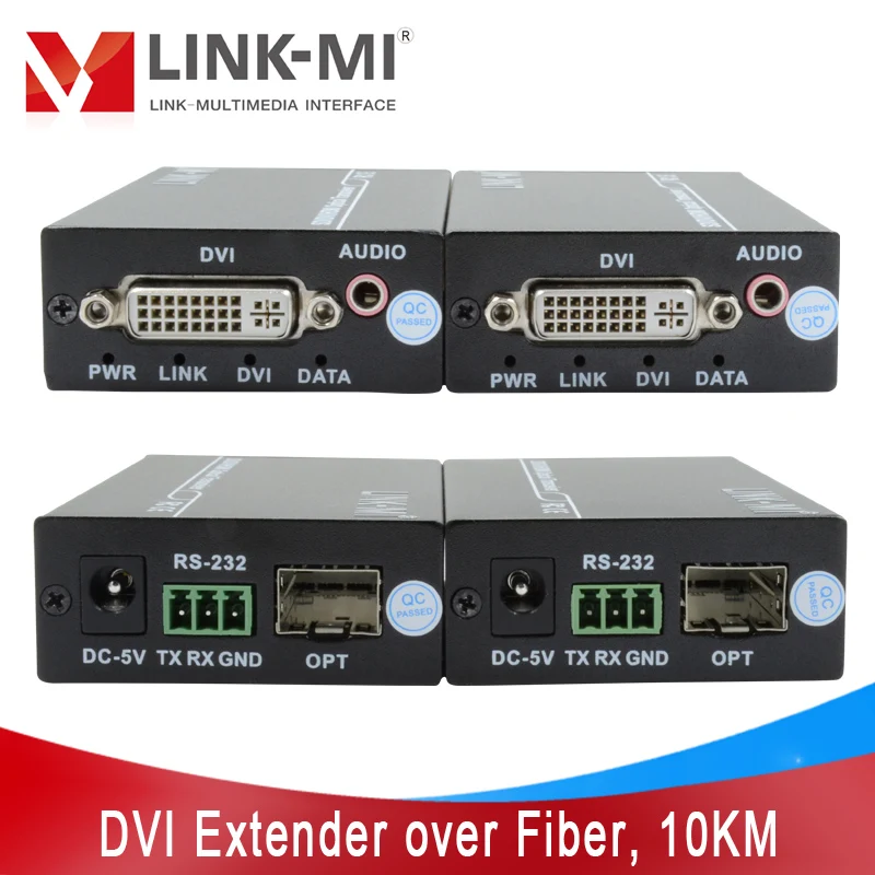 LINK-MI 10KM DVI 익스텐더 섬유 지원 1080P LC, 오디오 RS232 풀 HD DVI 광 송신기 수신기 DVI 신호