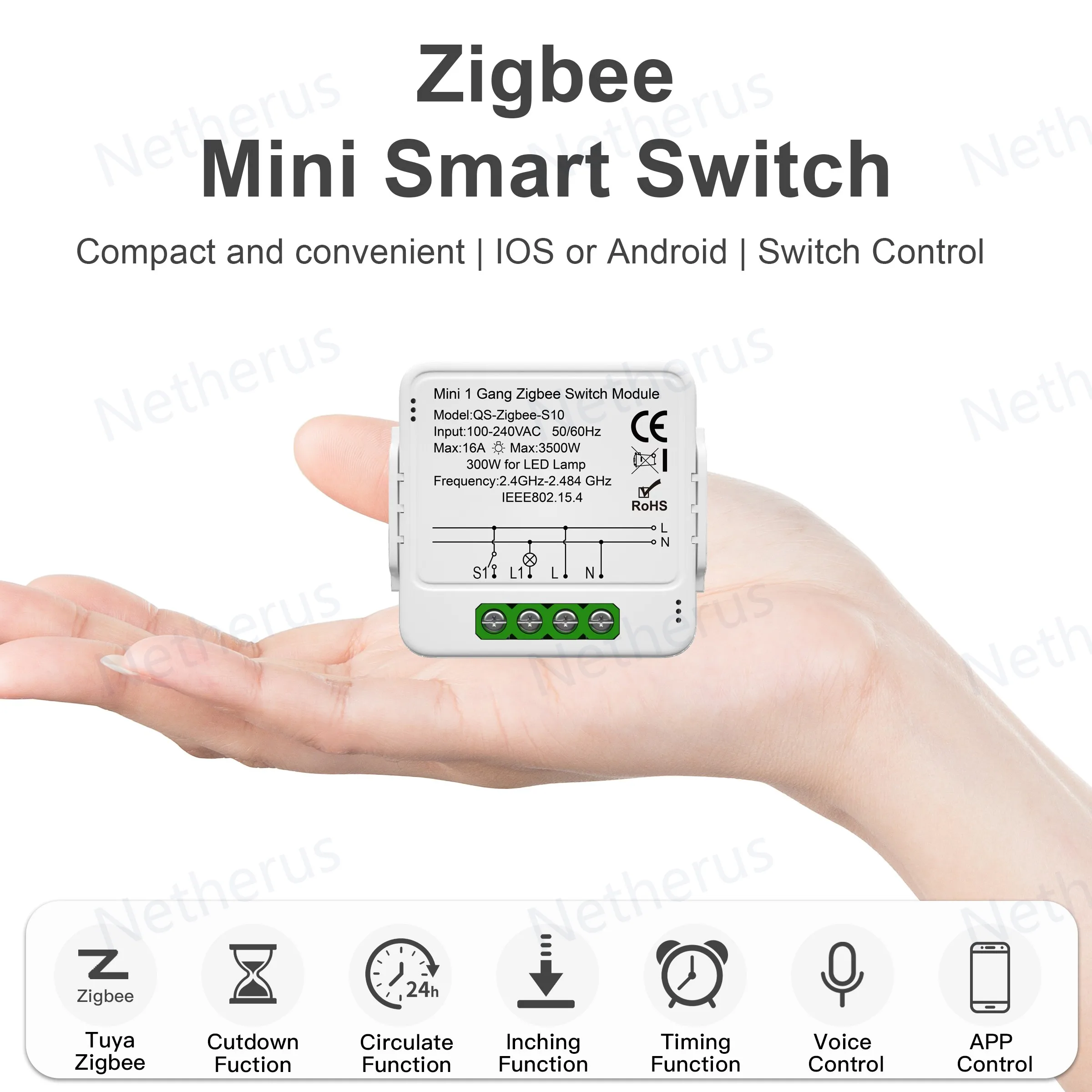 Tuya Zigbee 스마트 스위치 모듈 1/2/3Gang 제어 미니 스위치 차단기 16A 스마트 라이프 Alexa Google Alice와 함께 작동