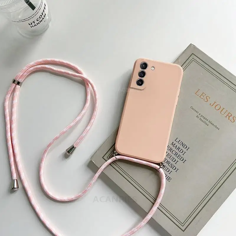 Crossbody Necklace Strap Liquid Silicone Phone Case with Lanyard Cord
