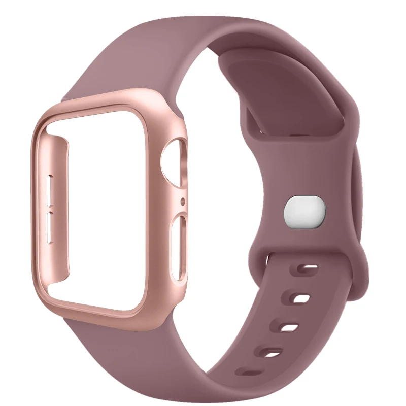 Versatile Protective Silicone Strap and PC Case for Apple Watch - Enhanced Durability and Style