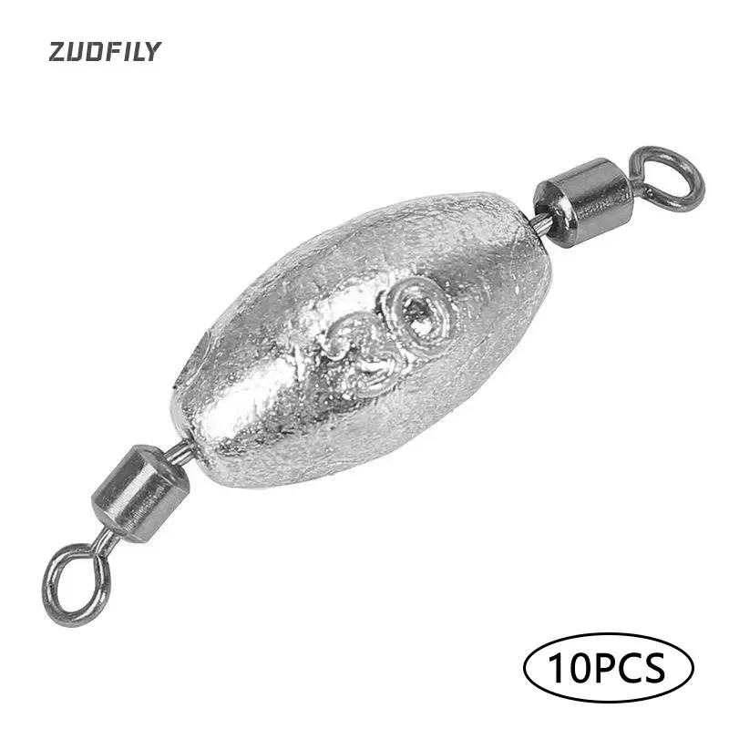 Plombs de pêche olive 10 pièces 2g-10g - Avec émerillon à roulement pour lancer longue distance