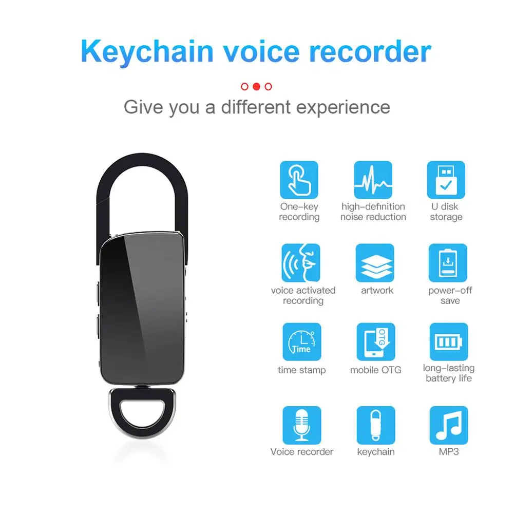 S20+ Keychain Type Voice Recorder HD Noise Reduction Voice Activated