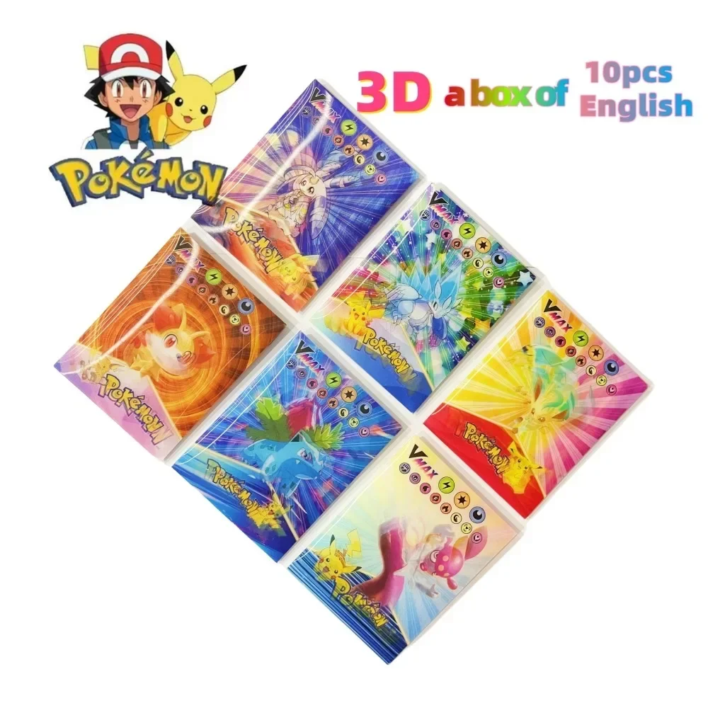 Pokemon Cards Game Cards Animation Game Cards Anime Cards Anime Trading Cards Collectible Cards 60Pcs Pokemon 3D Shining Rainbow Cards English Vmax Gx Charizard Pikachu Trading Game Collection Battle Card Children Toys