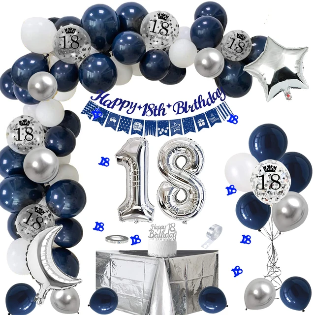 Deco Anniversaire 30 Ans, Decoration Anniversaire 30 Ans Femme et Homme, 30  Ans Décorations Anniversaire Fête Bleu Argent, Ballon 30 Ans Anniversaire