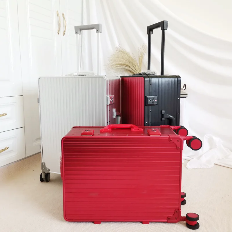 Exported Aluminum Frame Luggage Mute Universal Wheel Trolley Case  Boarding Bag Large capacity luggage travel suitcases