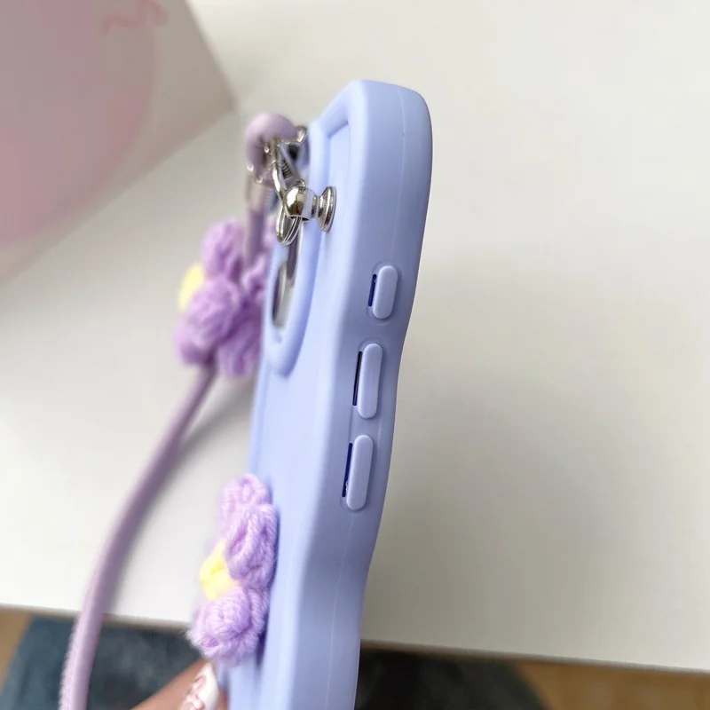 Floral Waves Furry Rope Candy Pattern Phone Case Cover