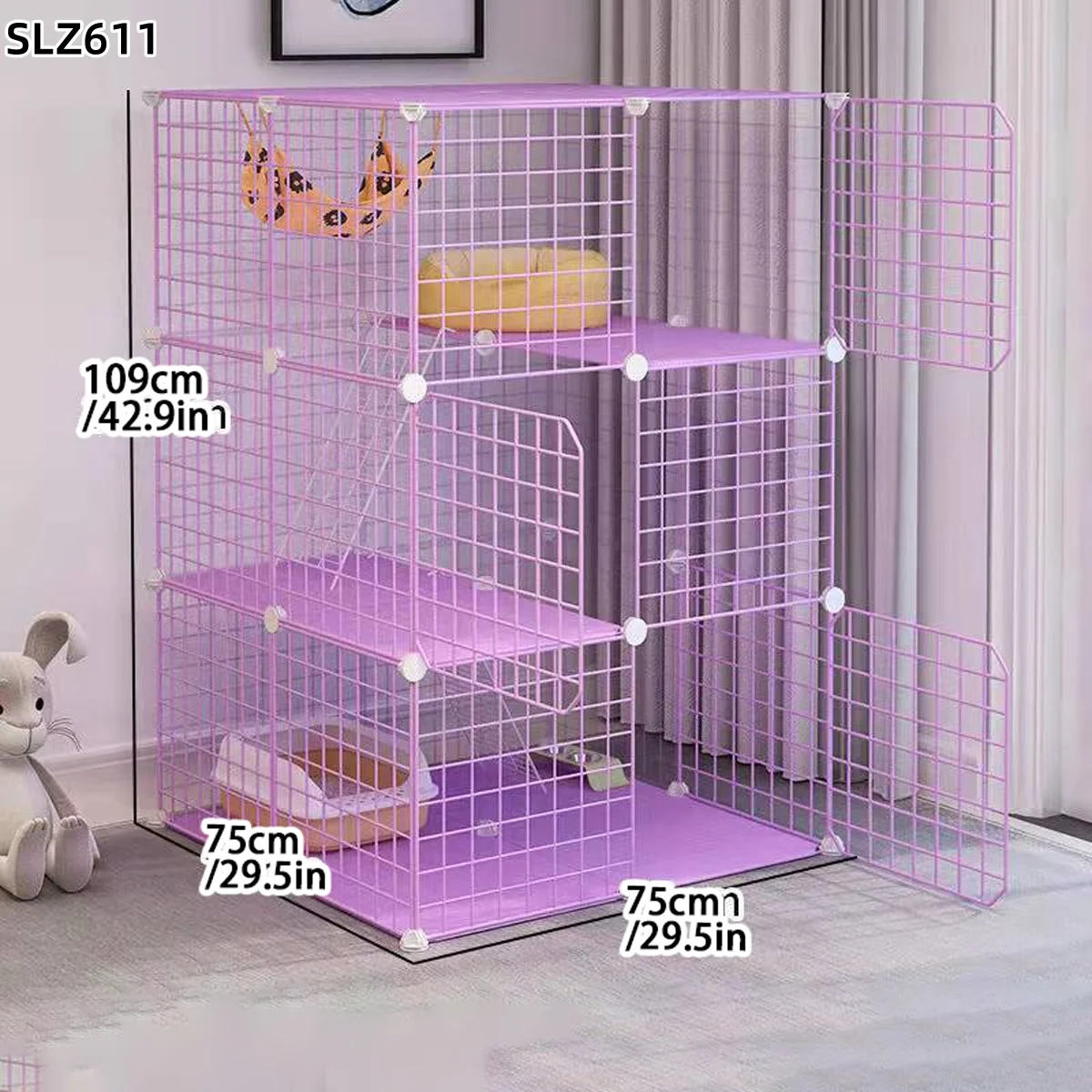 Cat Cage Household Kitten Villa Extra Large Free Space Encrypted Cattery Two or Three Layers Small Cat House Indoor Nest