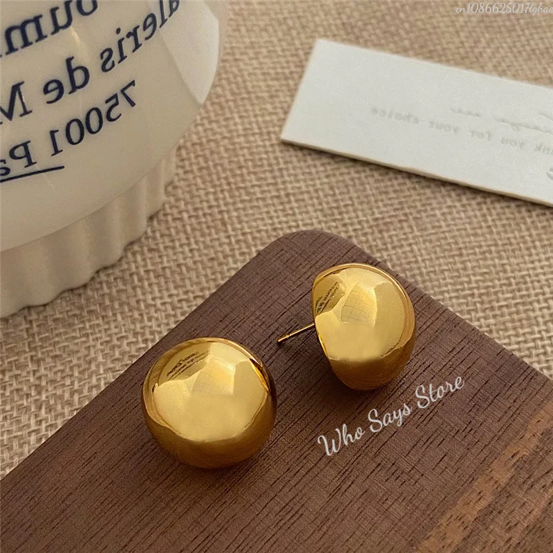 Exaggerated Metal Glossy Round Ball Shape Ring for Women Men Fashion Gold Silver Color Geometric Adjustable Rings Jewelry