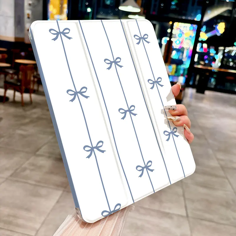 Blue Bow Stripes Butterfly Tablet Case