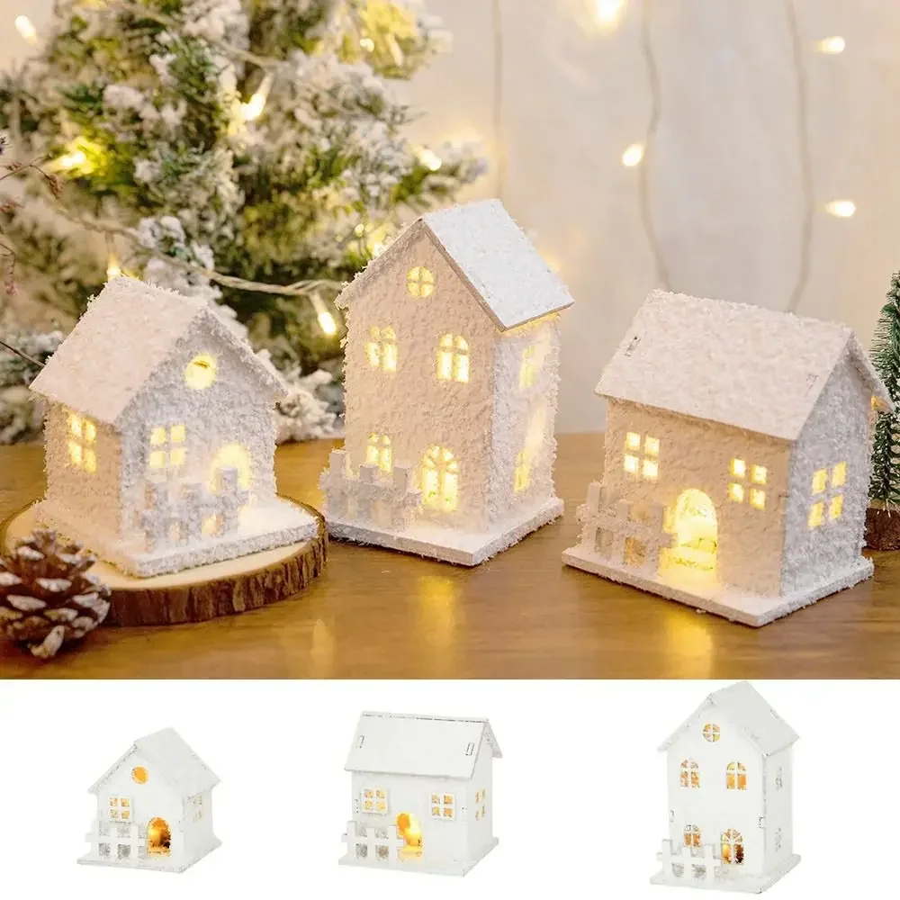 Mini Snow Globe Wooden House LED Night Light - Winter Village Tabletop Decor Christmas Gift